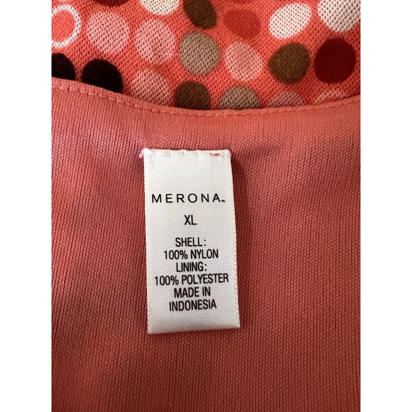 Vintage Merona Wrap Top Womens XL Orange Polka Dot Mesh Tie Back Y2k Retro - Picture 2 of 9